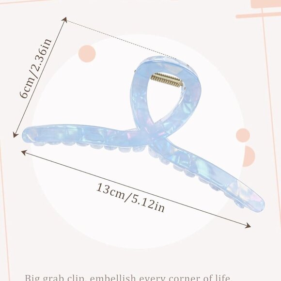 Large Acrylic Hair Claw Clips 4PCS Thick Hair Secure Grip Stylish Accessory - Picture 4 of 7